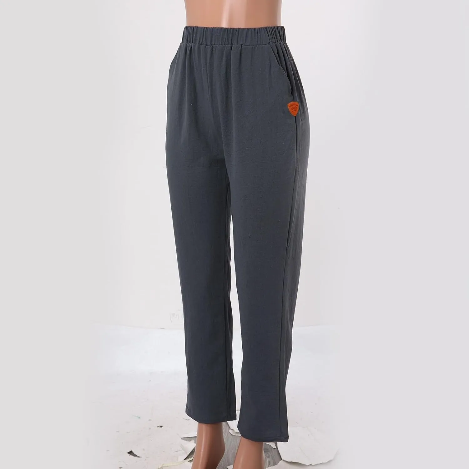 Women High Waisted Wide Leg Pants Fashion Drawstring Elastic Trousers Comfy Straight Leg Long Pants with Pockets