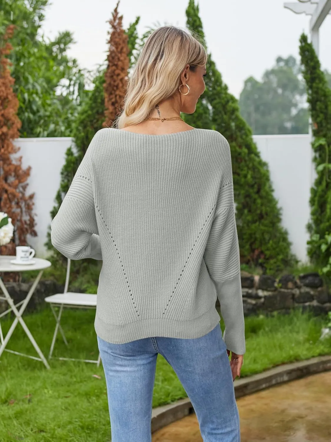 Women Off The Shoulder Sweater Batwing Long Sleeve Loose Fit Knit Pullover Tops Casual Fall Jumper Tops 2024