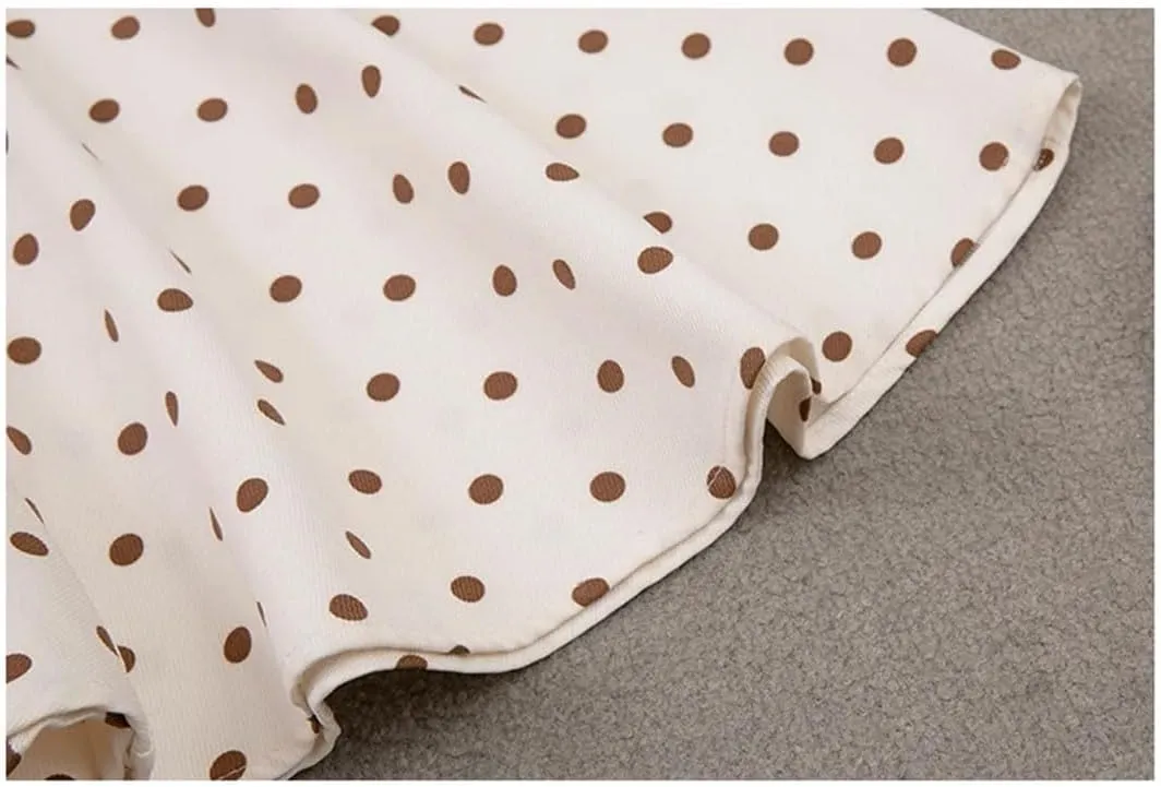 Women Polka Dot Mid Length Elegant Casual High Waist Office Lady A-Line Skirts