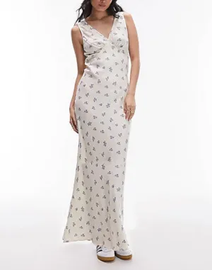 Women Y2k Bodycon Maxi Dress Vintage Floral Print Long Dress Sleeveless Open Back Deep V Neck Tank Sundress