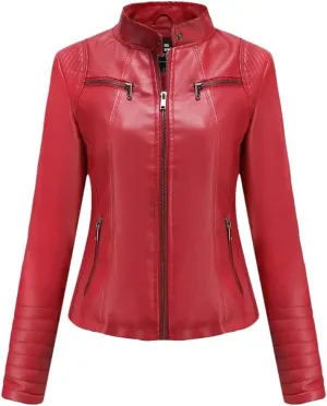 Women's Coats Moto Biker Ladies Fashion PU Leather Tops Spring Autumn Winter Jackets