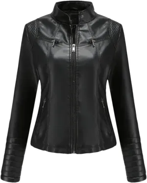 Women's Coats Moto Biker Ladies Fashion PU Leather Tops Spring Autumn Winter Jackets