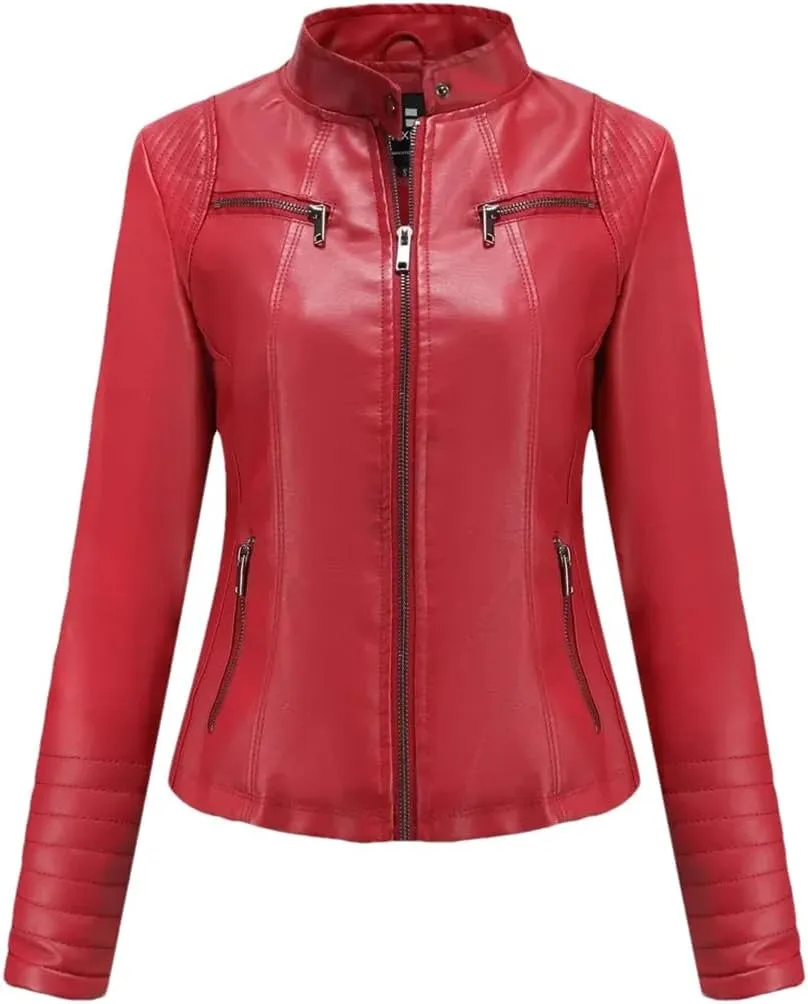 Women's Coats Moto Biker Ladies Fashion PU Leather Tops Spring Autumn Winter Jackets