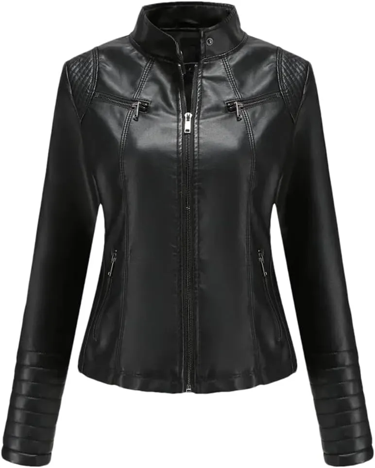 Women's Coats Moto Biker Ladies Fashion PU Leather Tops Spring Autumn Winter Jackets