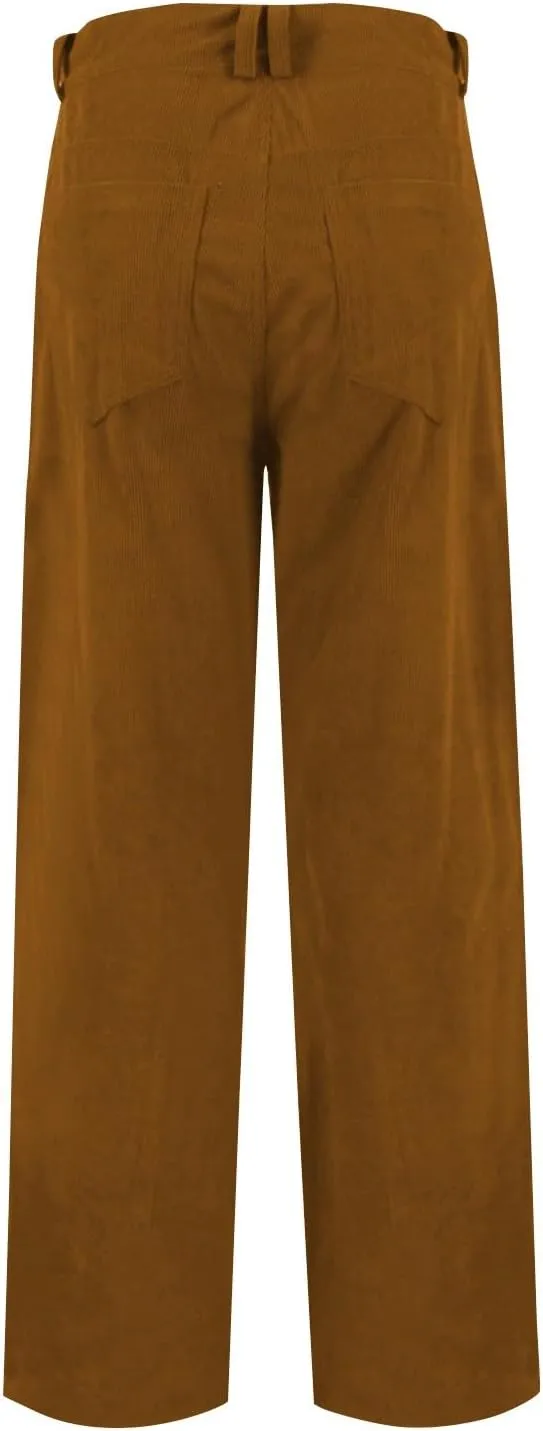 Womens Corduroy Pants Loose Mid Rise Pant Spring Fall Casual Straight Comfy Trousers with Pockets