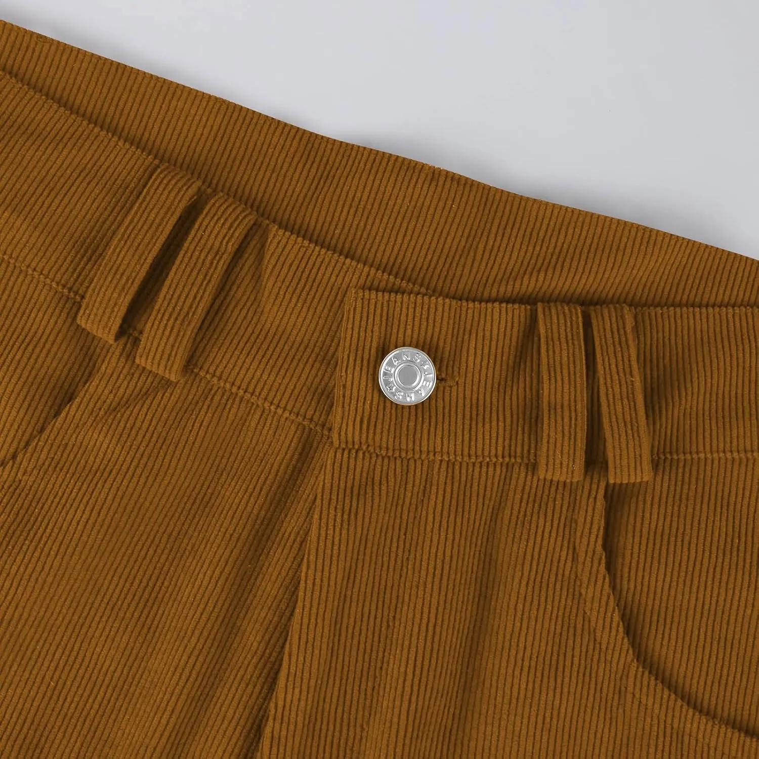 Womens Corduroy Pants Loose Mid Rise Pant Spring Fall Casual Straight Comfy Trousers with Pockets