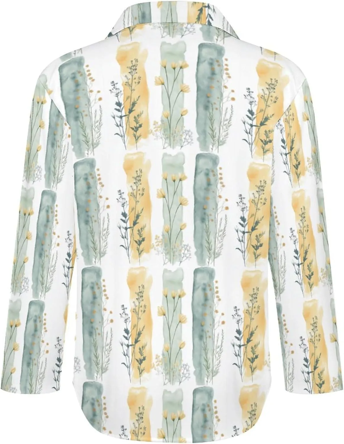 Women's Cotton Blend Long Sleeve Button Down Shirt Summer Casual Boho Vintage Floral Print Irregular Hem Tops