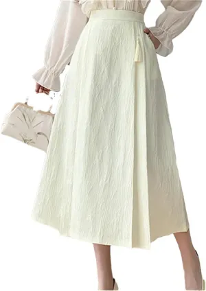 Women's Elegant A-Line High Waist Pleated Solid Color Casual Skirts