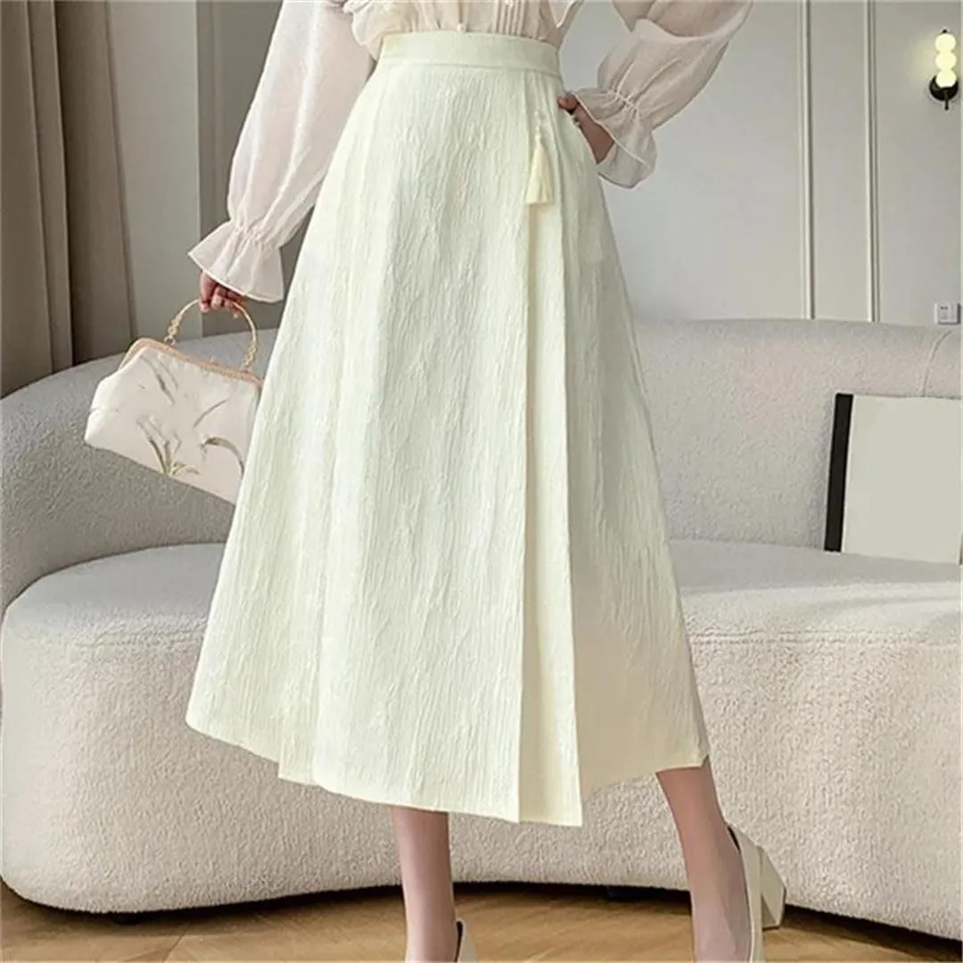 Women's Elegant A-Line High Waist Pleated Solid Color Casual Skirts