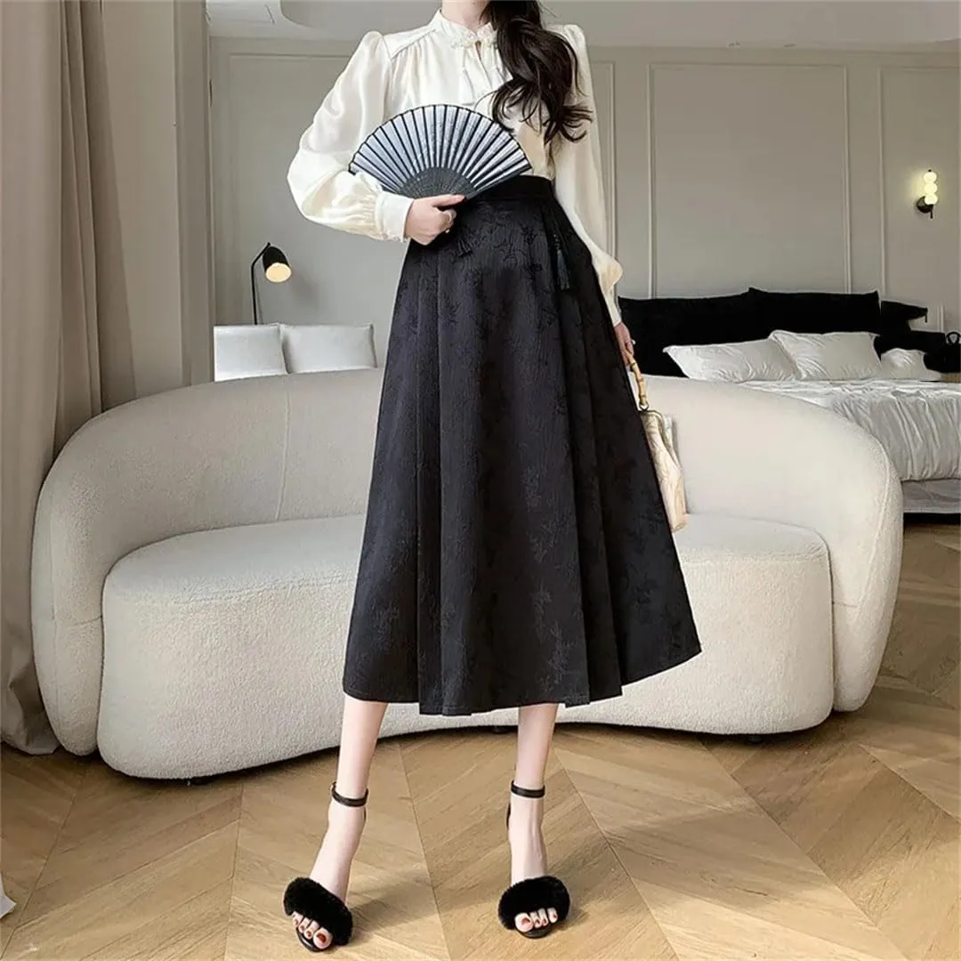 Women's Elegant A-Line High Waist Pleated Solid Color Casual Skirts