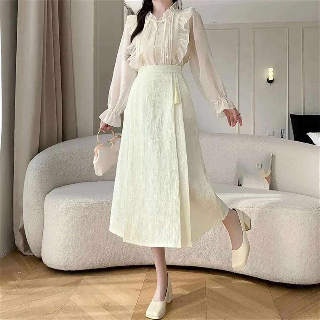 Women's Elegant A-Line High Waist Pleated Solid Color Casual Skirts