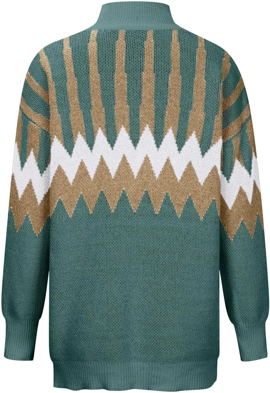 Womens Fair Isle Pattern Sweaters Long Sleeve Oversized Turtleneck Pullover Vintage Casual Loose Printed Knitted Sweater Tops