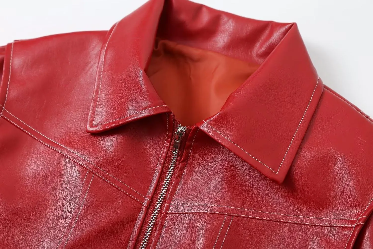 Women's Fashion Faux Leather Jacket Zip Up Oversized Motorcycle Jacket Y2K Leather Bomber Coats Moto Biker Outerwear