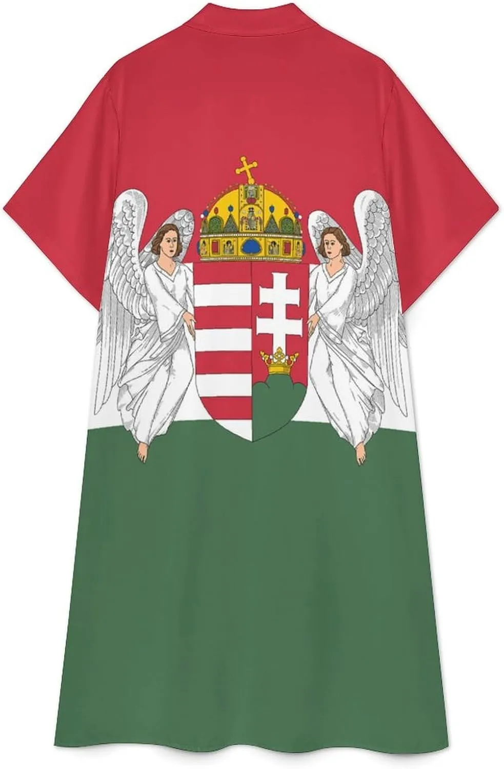 Women's Hawaii Flag Shirt Dress Collar V-Neck Button Down Simple Short Sleeve Long Dresses