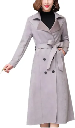Women's LArge LApel Double Breasted Coat Winter Wool Blended Long Coat Jacket