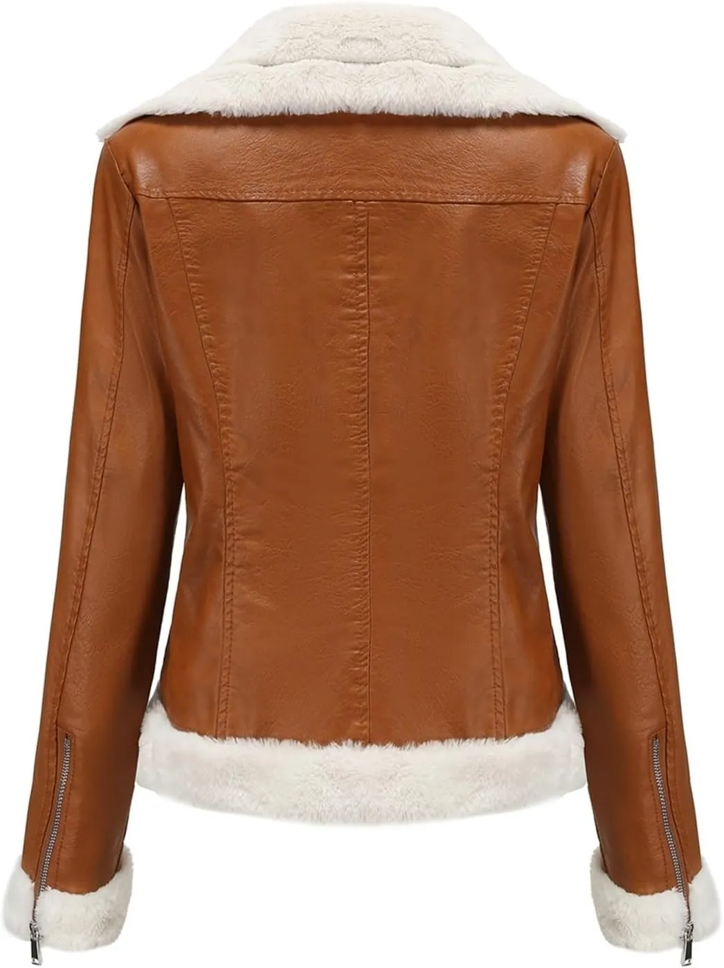 Womens Oversized Leather Jackets, Faux Shearing Moto Biker Jacket, Thick Lined Winter Shearling Coat