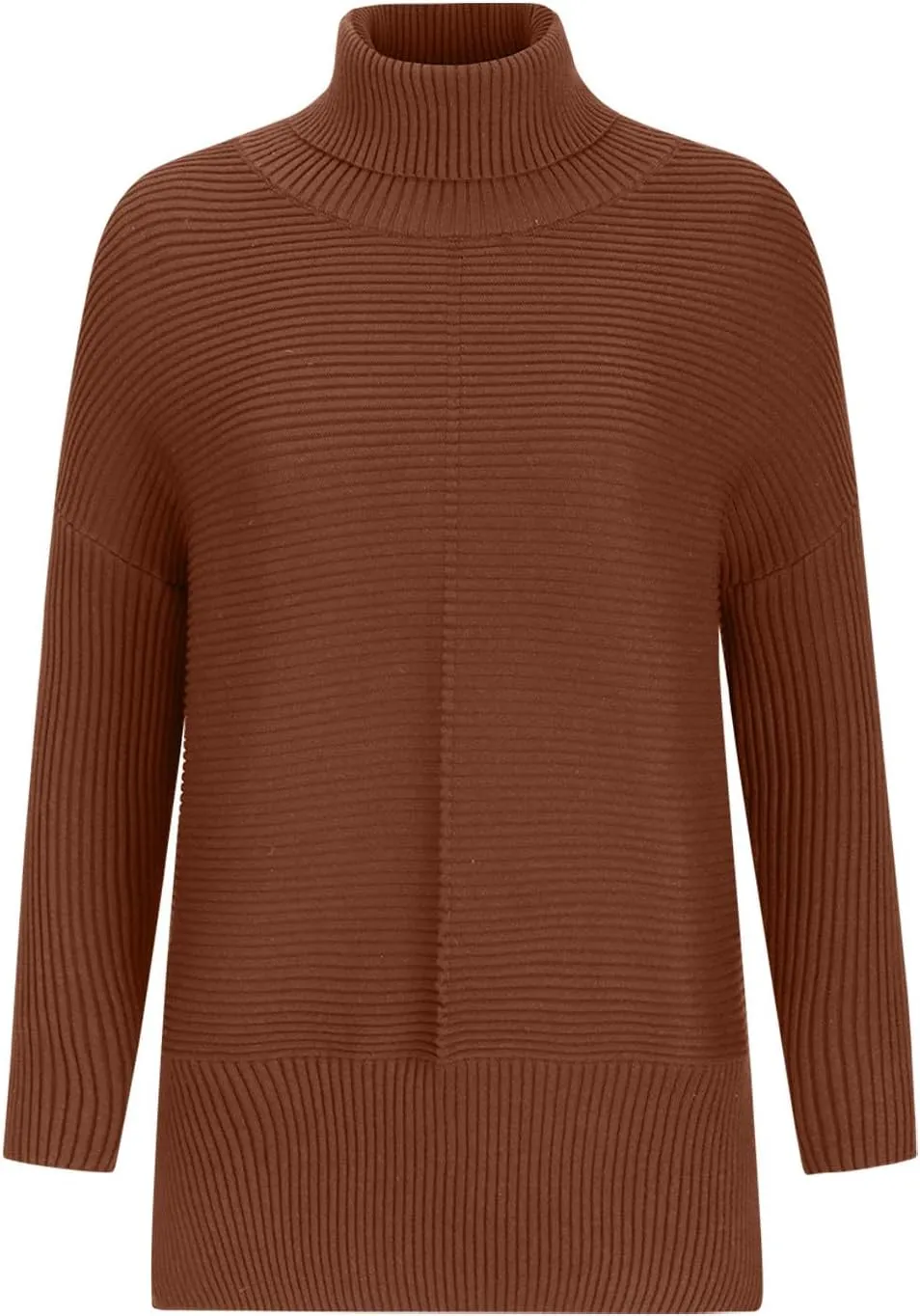 Women's Oversized Turtleneck Long Sleeve Casual Pullover Knit Tunic Sweater Ribbed Knit Side Split Sweaters Tops