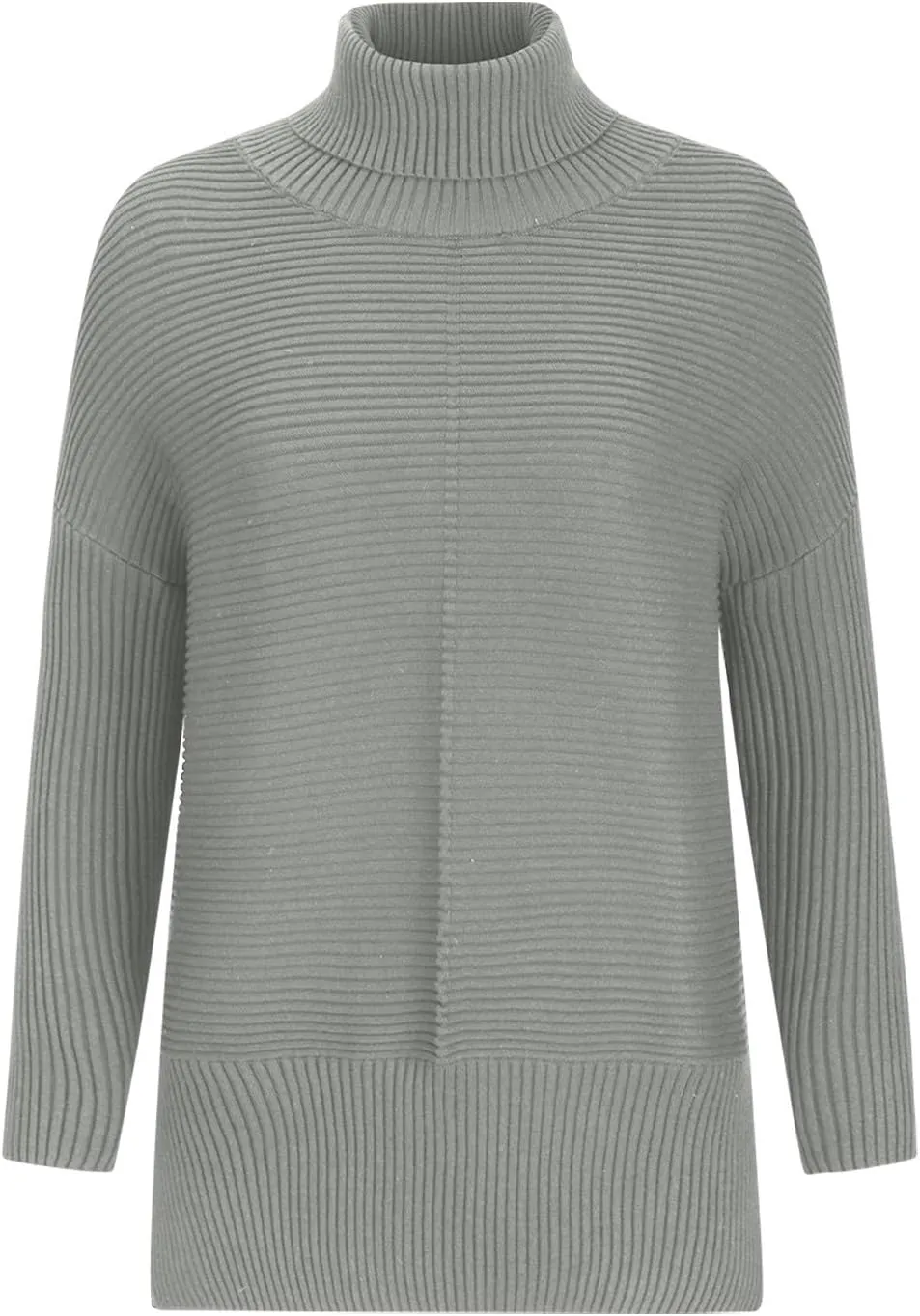 Women's Oversized Turtleneck Long Sleeve Casual Pullover Knit Tunic Sweater Ribbed Knit Side Split Sweaters Tops