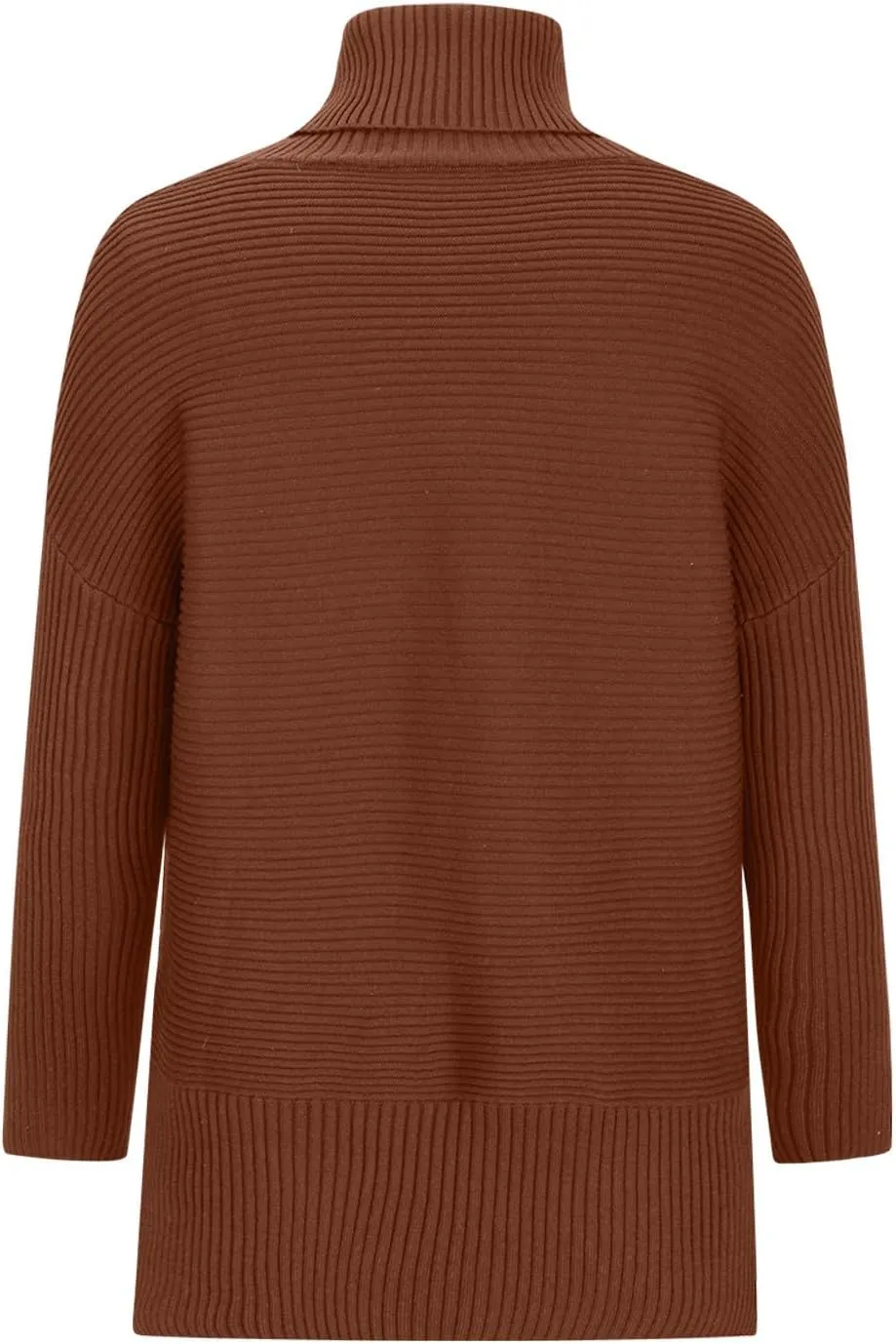 Women's Oversized Turtleneck Long Sleeve Casual Pullover Knit Tunic Sweater Ribbed Knit Side Split Sweaters Tops
