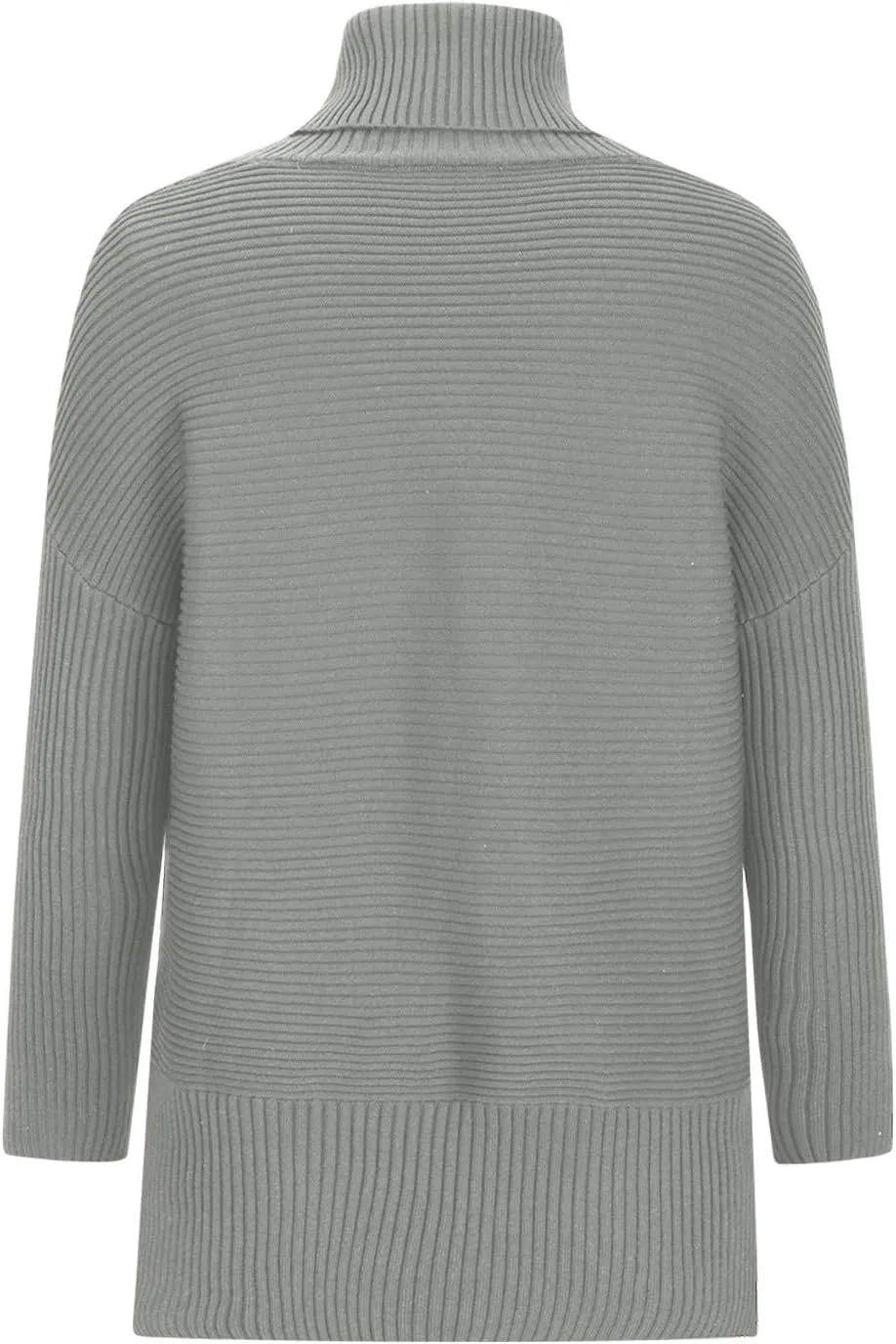 Women's Oversized Turtleneck Long Sleeve Casual Pullover Knit Tunic Sweater Ribbed Knit Side Split Sweaters Tops