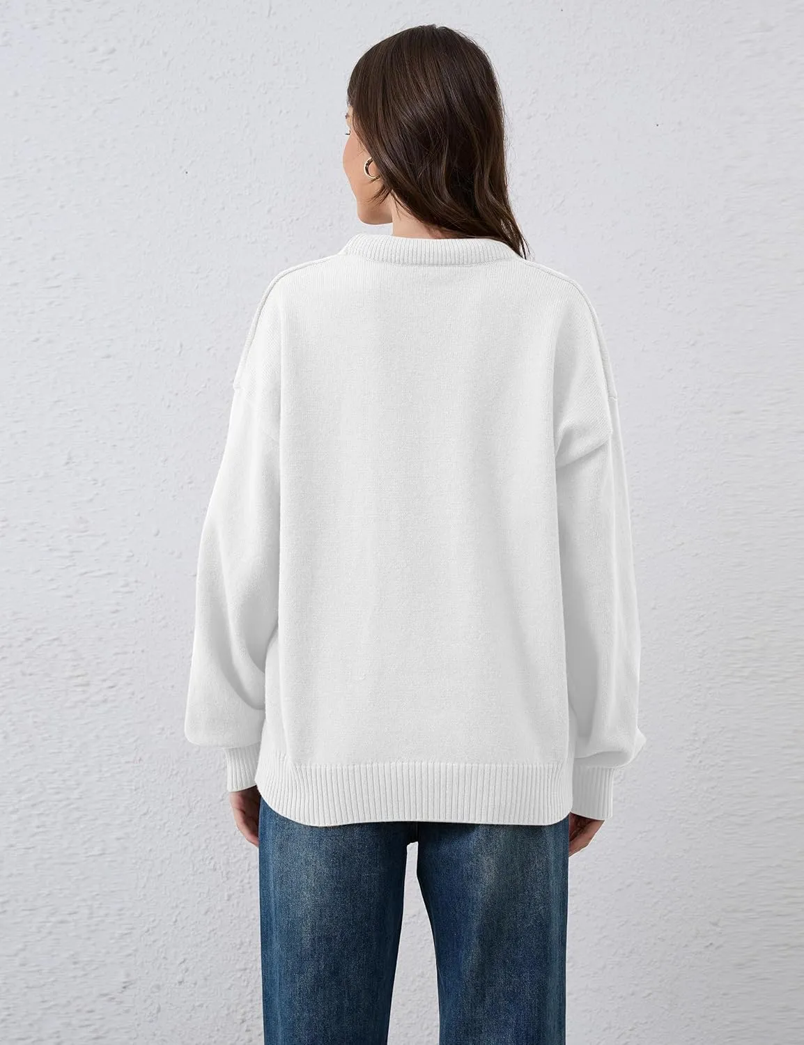 Women's Oversized U Neck Pullover Sweater Long Sleeve Knitted Sweater Chunky Trendy Fall Winter Sweater Tops