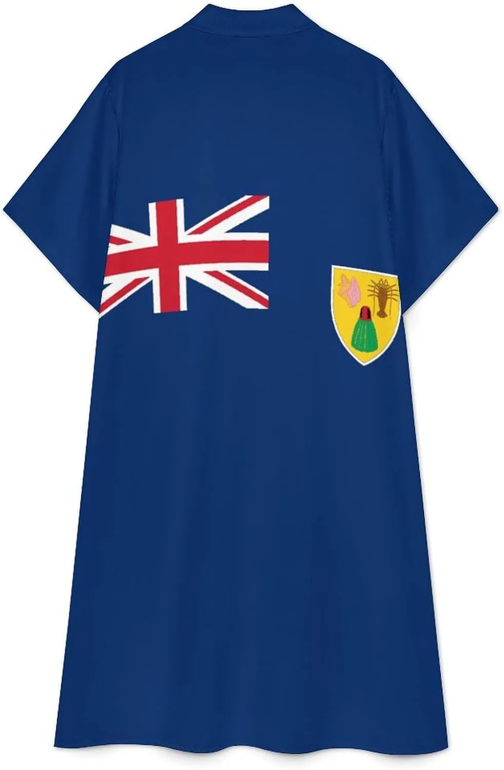 Women's Short Sleeve Collared Simple Button Down Shirt Dress 2025 Summer British Flag Long Dresses