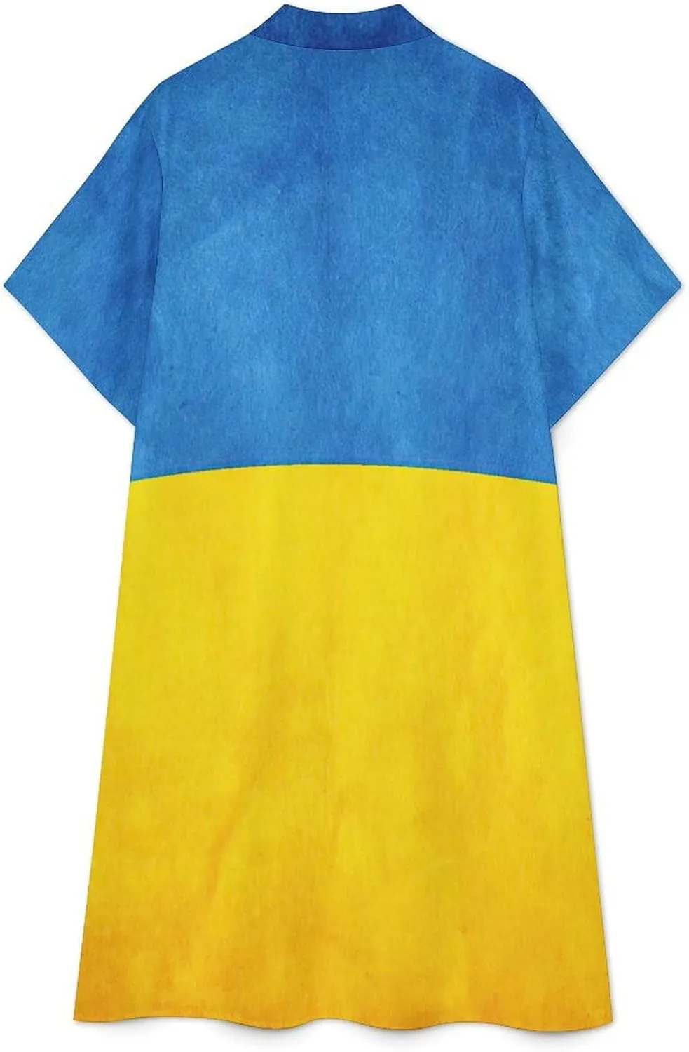 Women's Short Sleeve Collared Simple Button Down Shirt Dress 2025 Summer Ukraine Flag Long Dresses