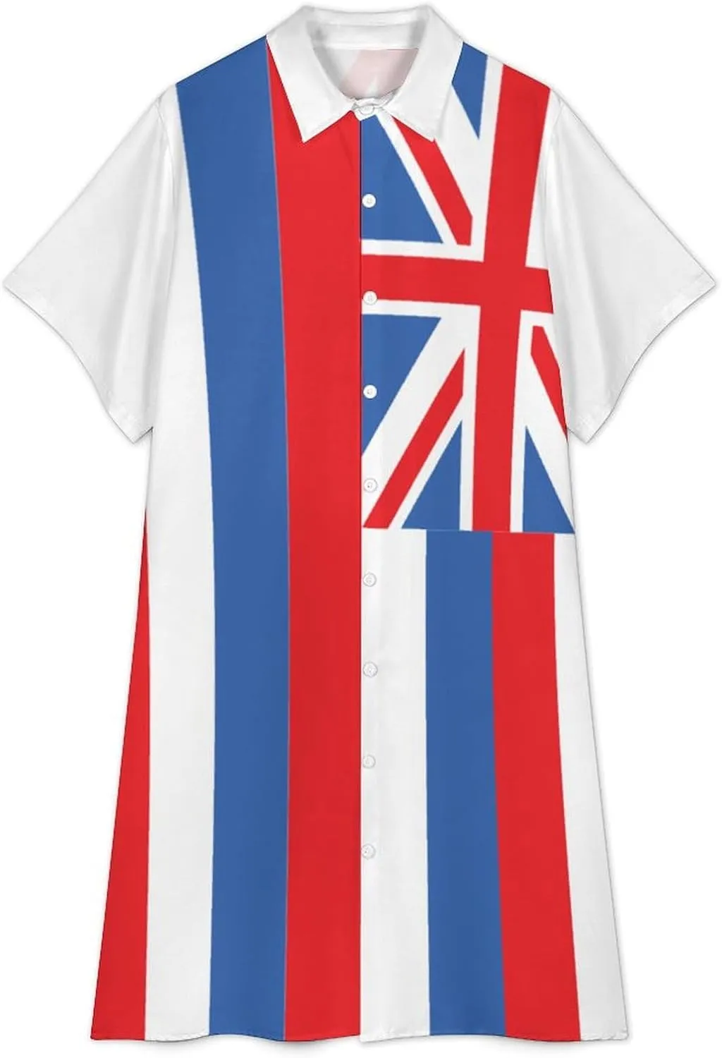 Women's Short Sleeve Collared Simple Button Down Shirt Dress 2025 Summer Ukraine Flag Long Dresses