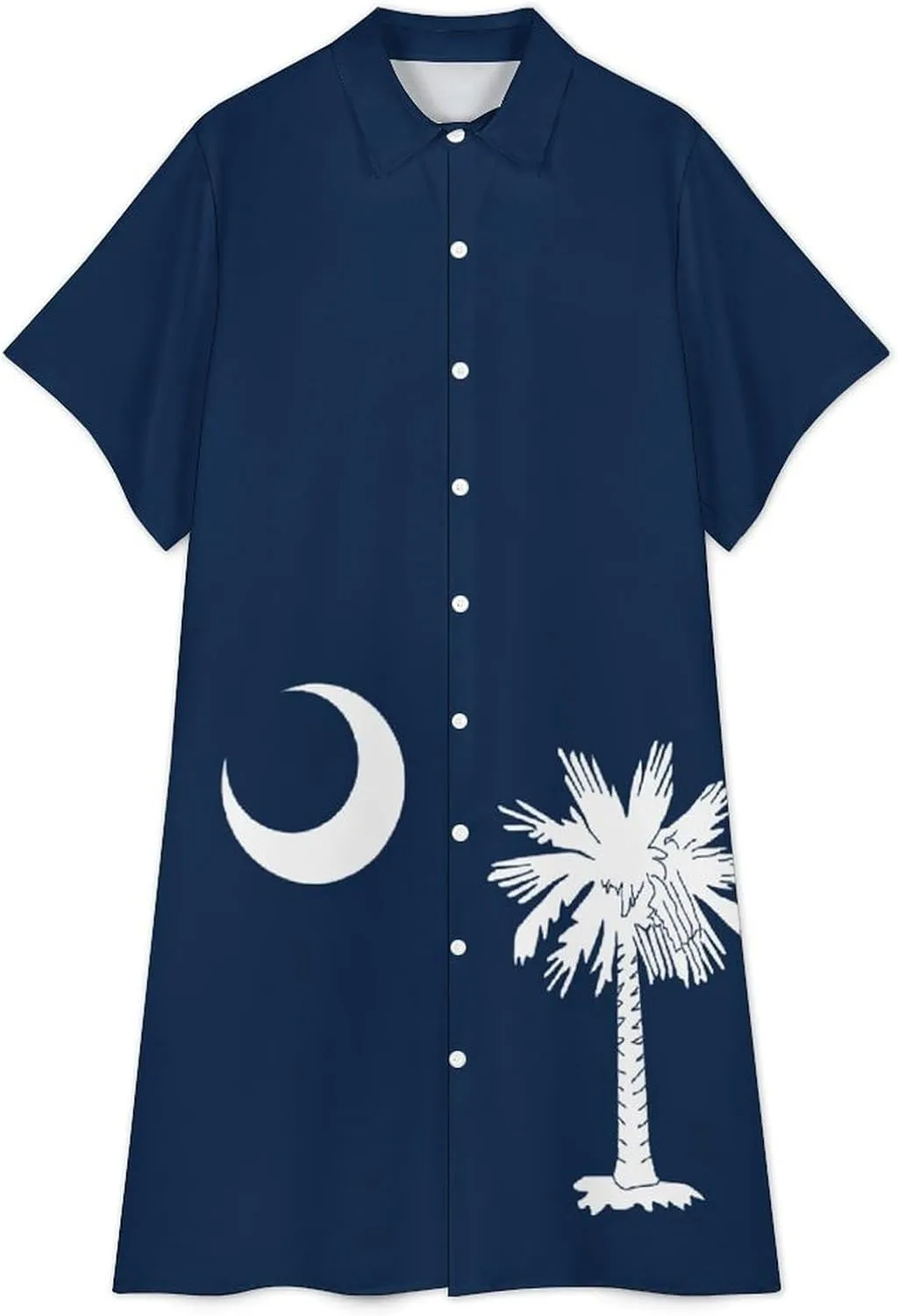 Women's Short Sleeve Collared Simple Button Down Shirt Dress 2025 Summer Ukraine Flag Long Dresses