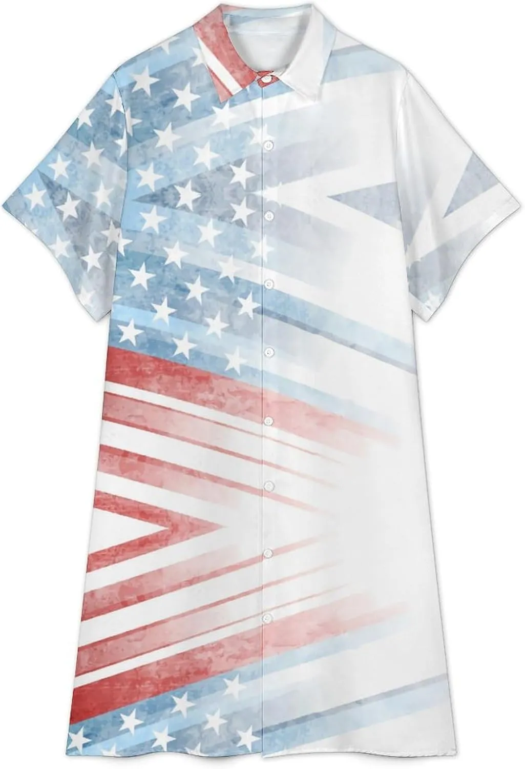 Women's Short Sleeve Collared Simple Button Down Shirt Dress 2025 Summer Ukraine Flag Long Dresses