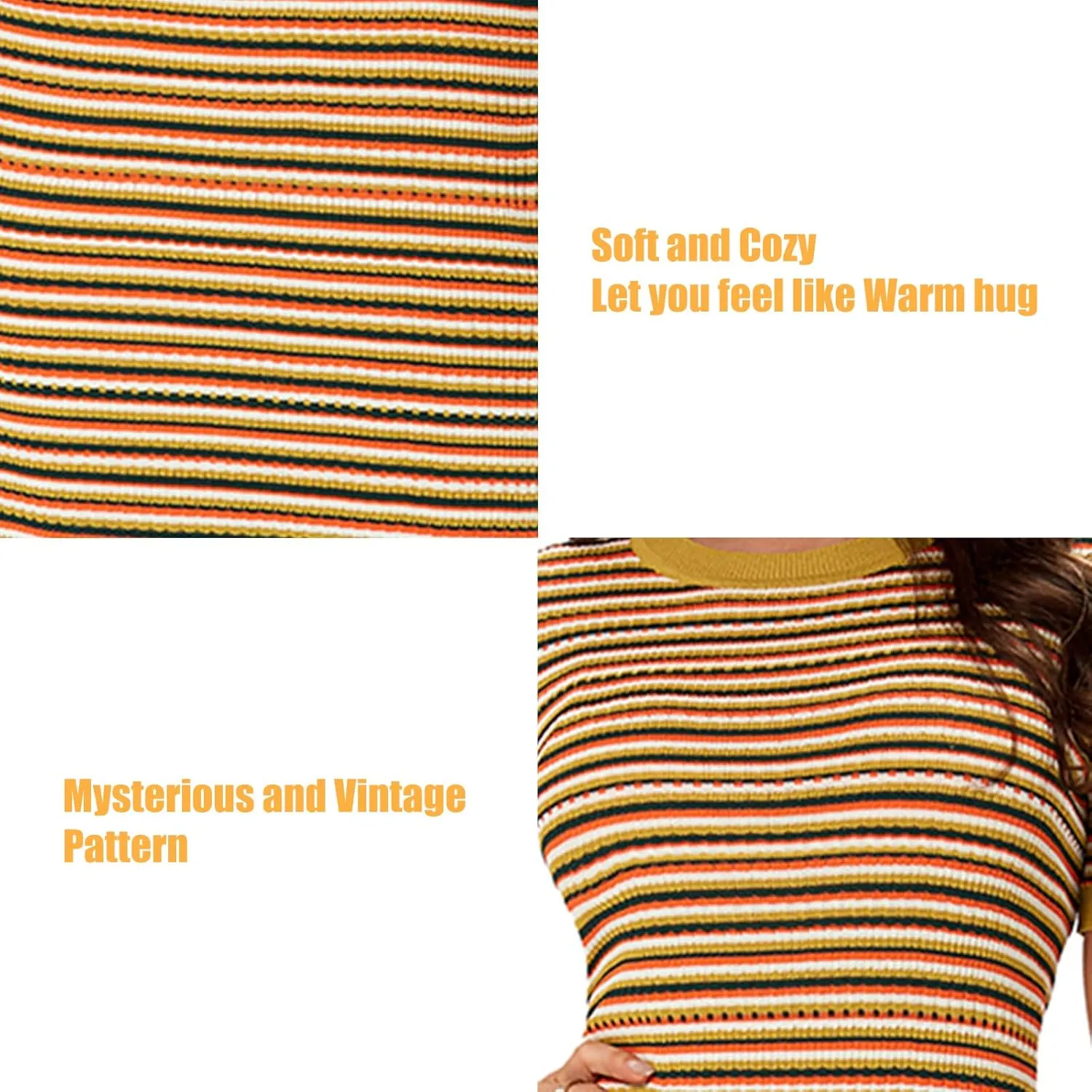 Women's Striped Ribbed Knit Midi Dress, Sleeveless Bodycon Summer Dress, Casual Tank Dress Knee Length