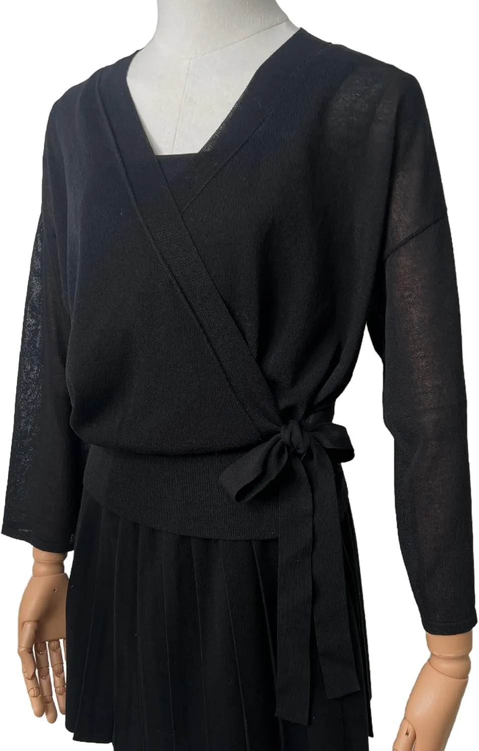 Women's Summer V Neck Wrap Sweater Pullovers 3/4 Sleeve Tie Side Lightweight Beach Knitted Tops