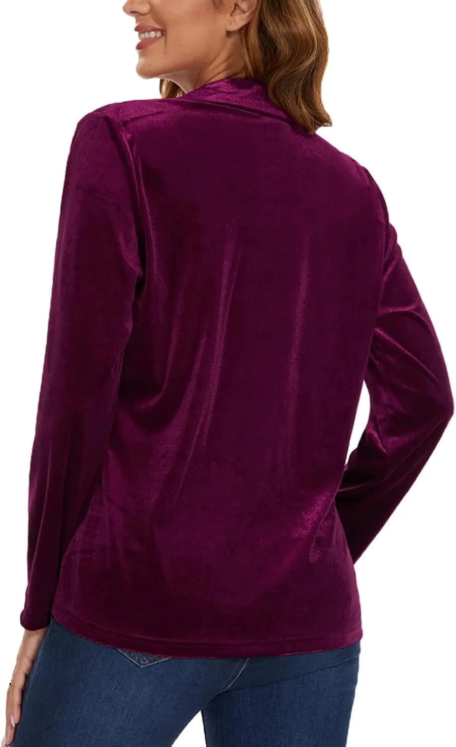 Women's Velvet Suit Blazer Jacket Casual Office Work Long Sleeve Button Pockets Tailored Jacket Coat Blazer