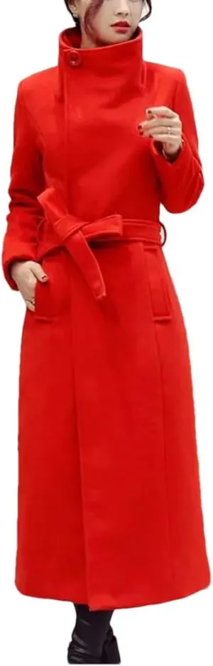 Women's Winter Coat Wool Blend LApel Single Breasted Thermal Windbreaker Jacket