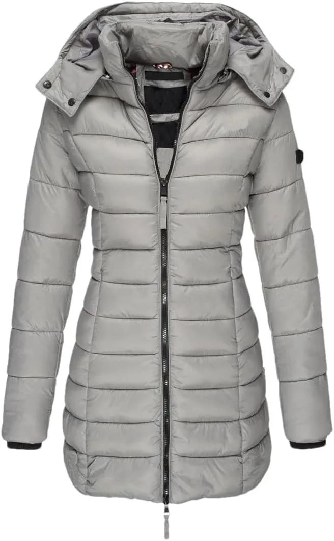 Womens Winter Long Down Coat Thicken Warm Hooded Cotton Padded Puffer Jacket Overcoat