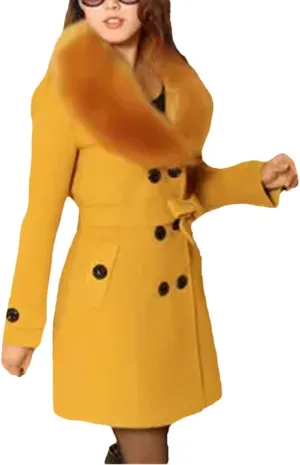Women's Winter Wool Blend Slim Long Warm Coat Jacket