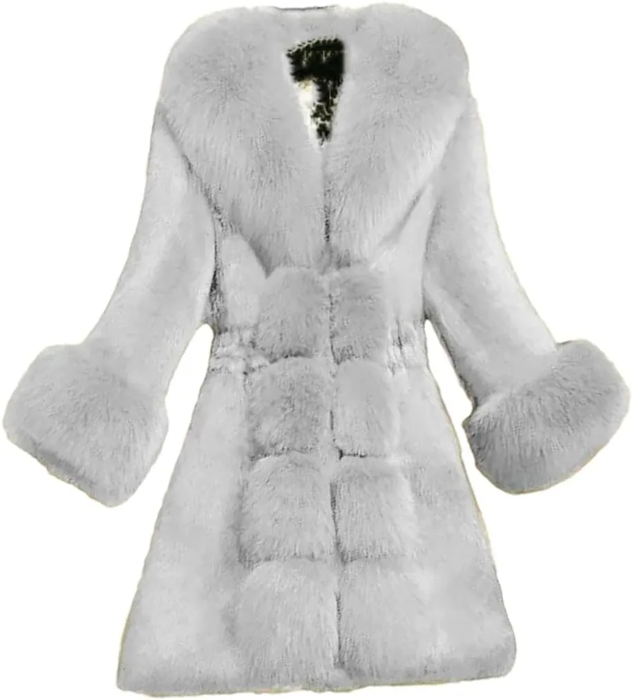 Women's Wool Blend Coat Notched LApel Winter Jacket Midi Windbreaker Jacket