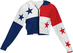 Zakqeik Flag of Cape Verde Women's Long Sleeve Hooded Jacket Crop Sweatshirt