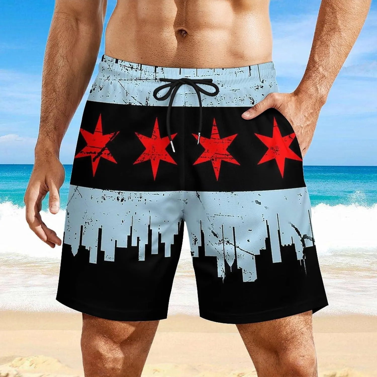 Zakqeik Italian Flag Mens Swim Trunks Quick Dry Swim Shorts with Pockets Funny Beach Shorts