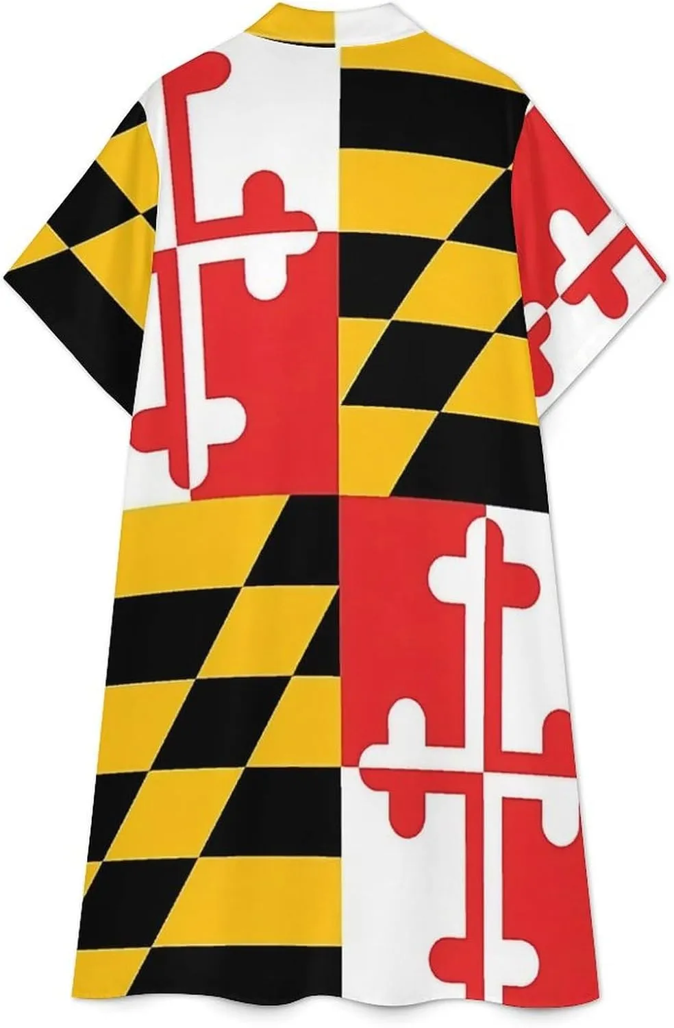 Zakqeik Maryland Flag Womens Button Down Shirt Dress Summer Short Sleeve Shift Dresses with Pockets