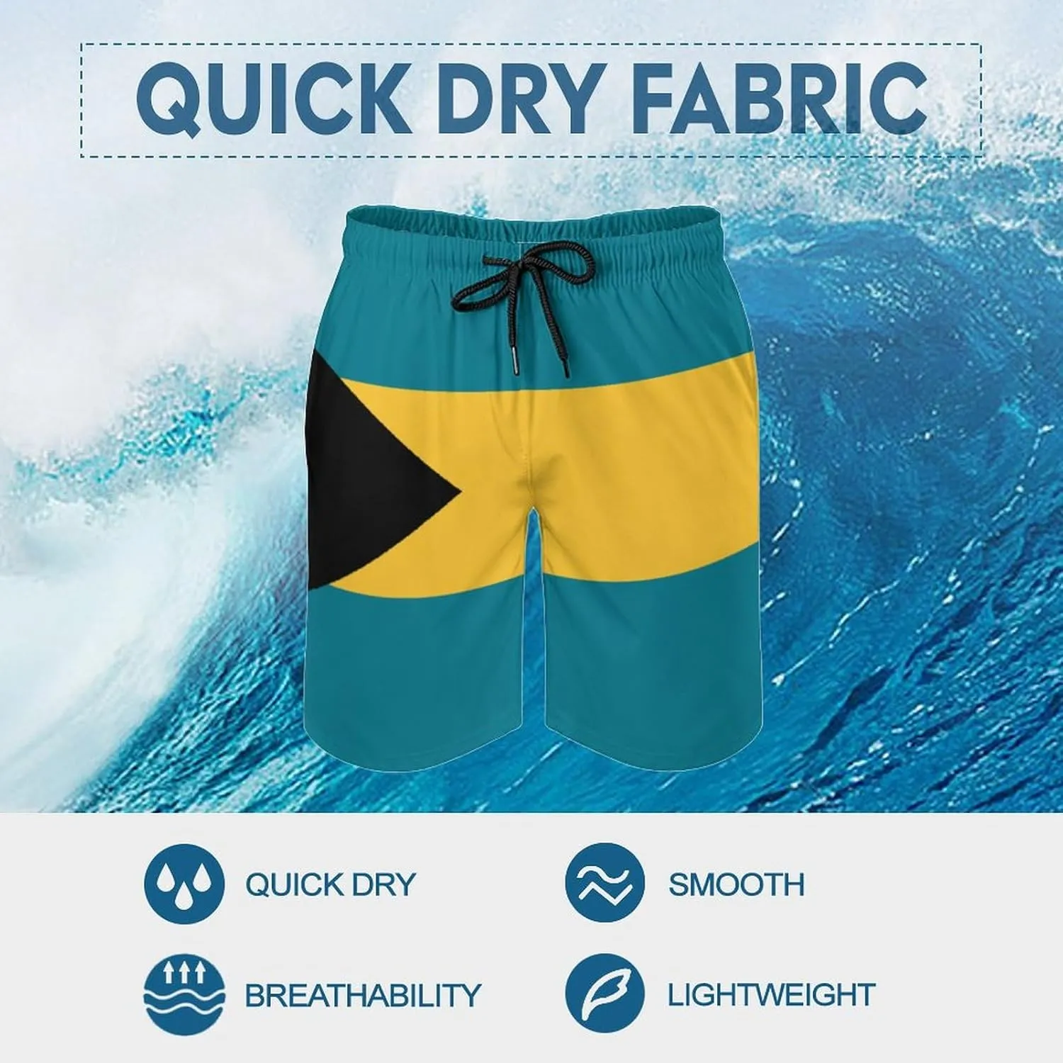 Zakqeik Men's Summer Guyana Flag Map Swim Trunks Quick Dry Surf Boardshorts Bathing Suit Shorts with Pockets