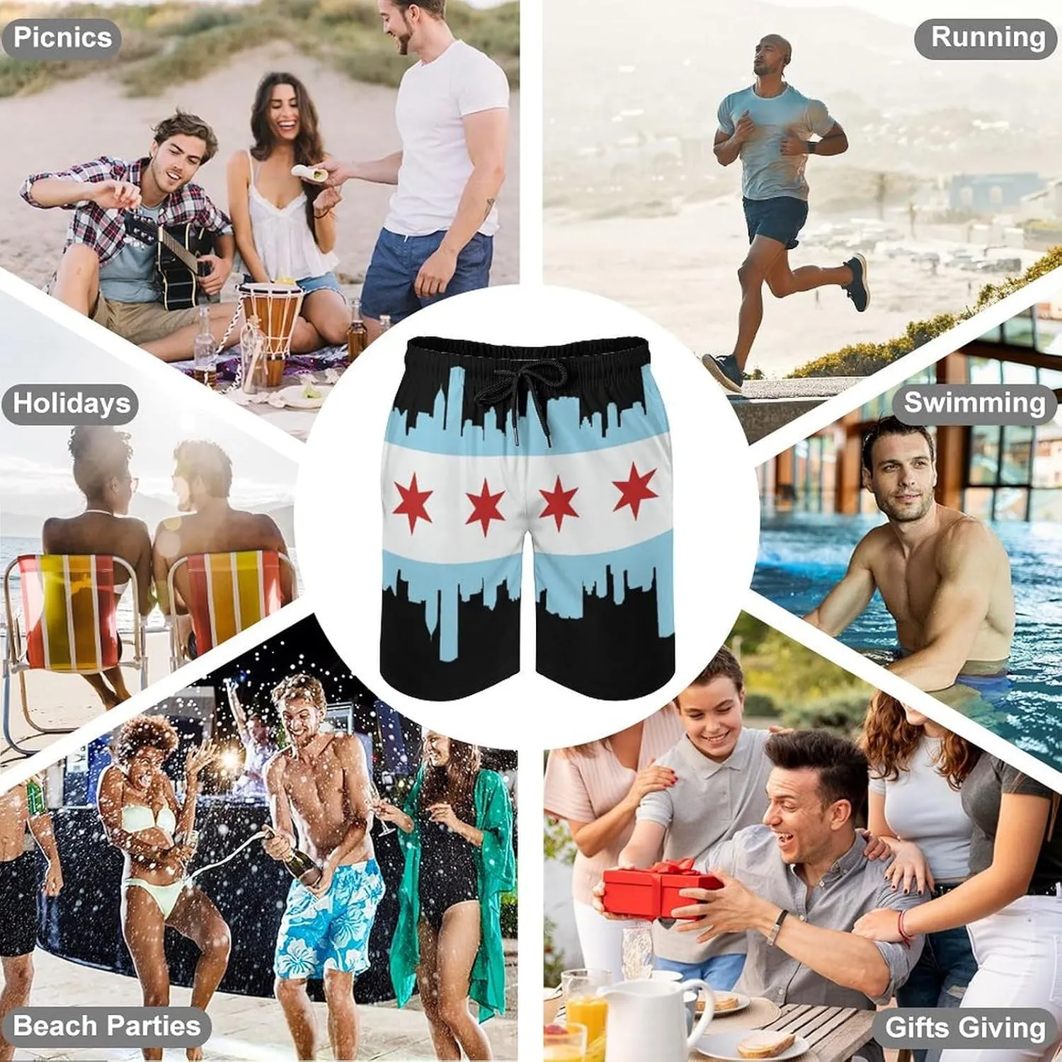 Zakqeik Men's Summer Guyana Flag Map Swim Trunks Quick Dry Surf Boardshorts Bathing Suit Shorts with Pockets