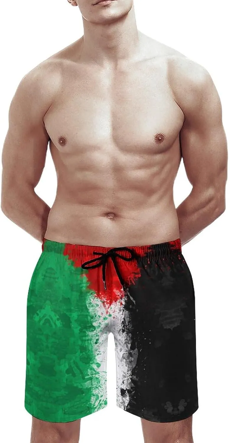Zakqeik Men's Summer Missouri State Flag Swim Trunks Quick Dry Surf Boardshorts Bathing Suit Shorts with Pockets