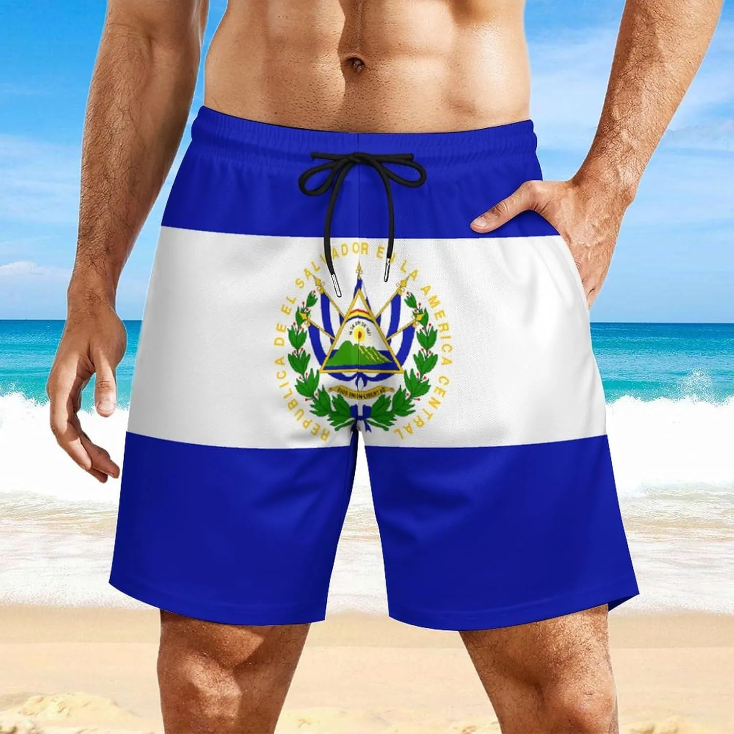 Zakqeik Men's Summer Texas Flag Swim Trunks Quick Dry Surf Boardshorts Bathing Suit Shorts with Pockets