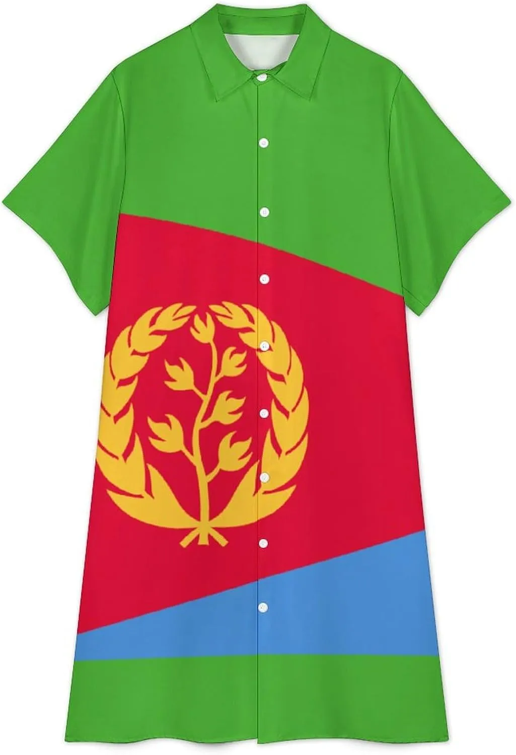 Zakqeik Ukraine Flag Womens Button Down Shirt Dress Summer Loose Short Sleeve Shift Dresses with Pockets