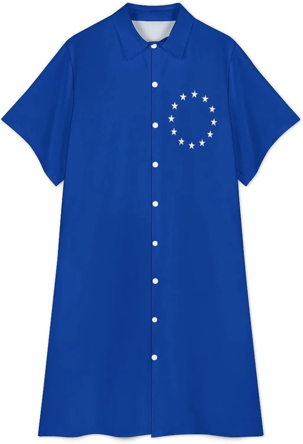 Zakqeik Women's Italy Flag Shirt Dress Collar V-Neck Button Down Loose Short Sleeve Long Dresses