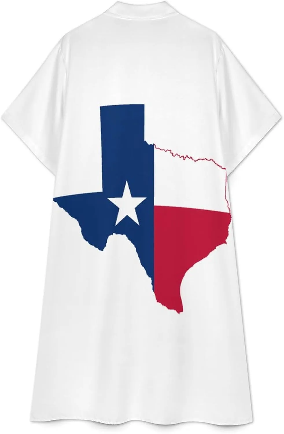 Zakqeik Women's Texas Flag Map Shirt Dress Collar V-Neck Button Down Short Sleeve Long Dresses