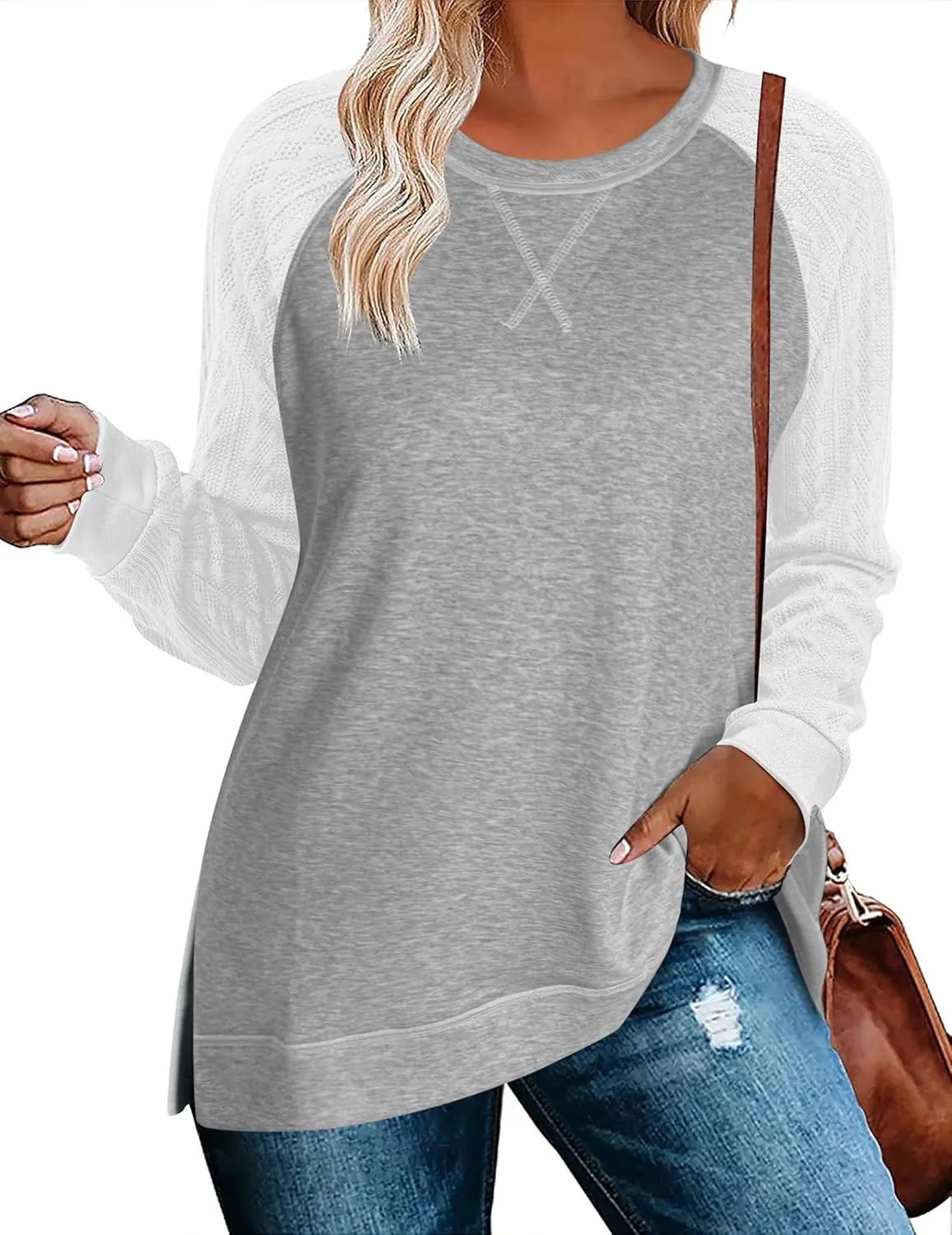 Zeagoo Womens Long Sleeve Shirts Lightweight Cable Knit Sleeve Shirts Trendy Fall Tunic Tops