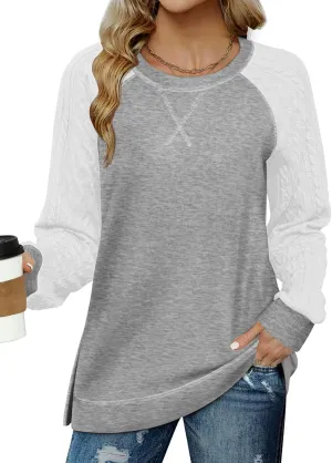 Zeagoo Womens Long Sleeve Shirts Lightweight Cable Knit Sleeve Shirts Trendy Fall Tunic Tops