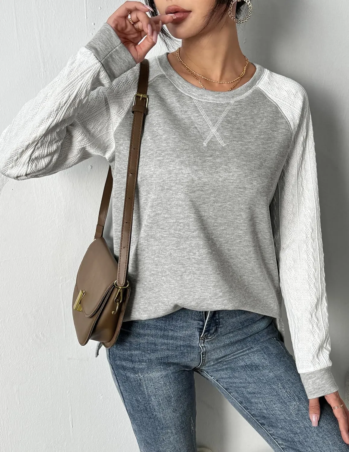 Zeagoo Womens Long Sleeve Shirts Lightweight Cable Knit Sleeve Shirts Trendy Fall Tunic Tops